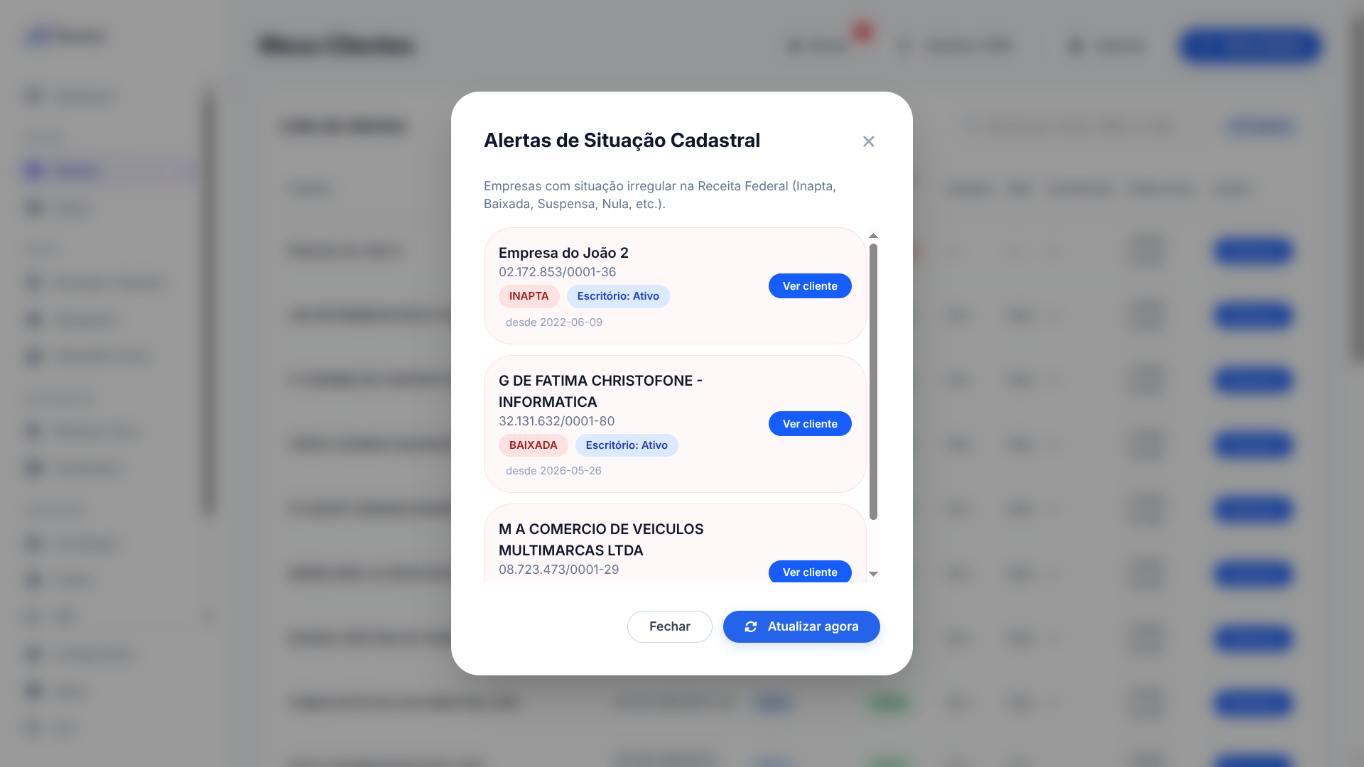Alertas e notificações
